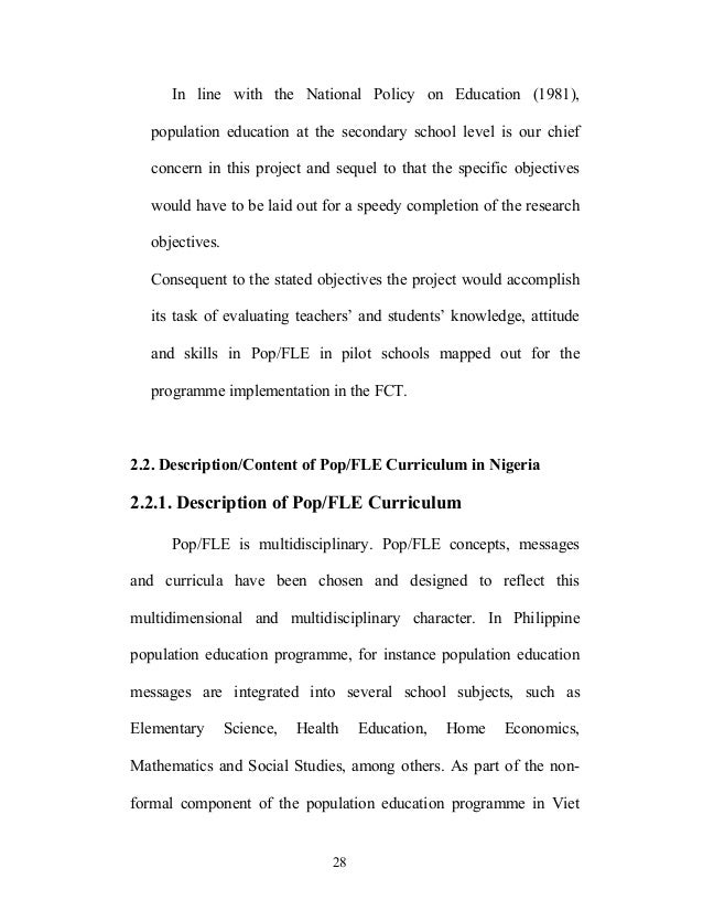 objectives of population education thesis on population studies